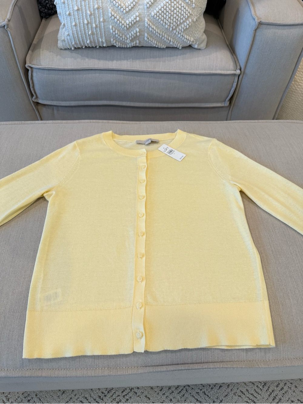 NWT LOFT Pale Yellow Button-Up Women's Cardigan